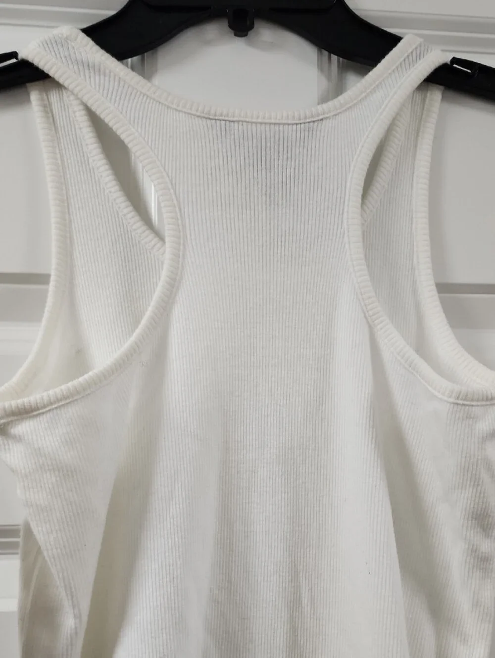 Ralph Lauren White Ribbed Racerback Tank Dress with Flounce Hem